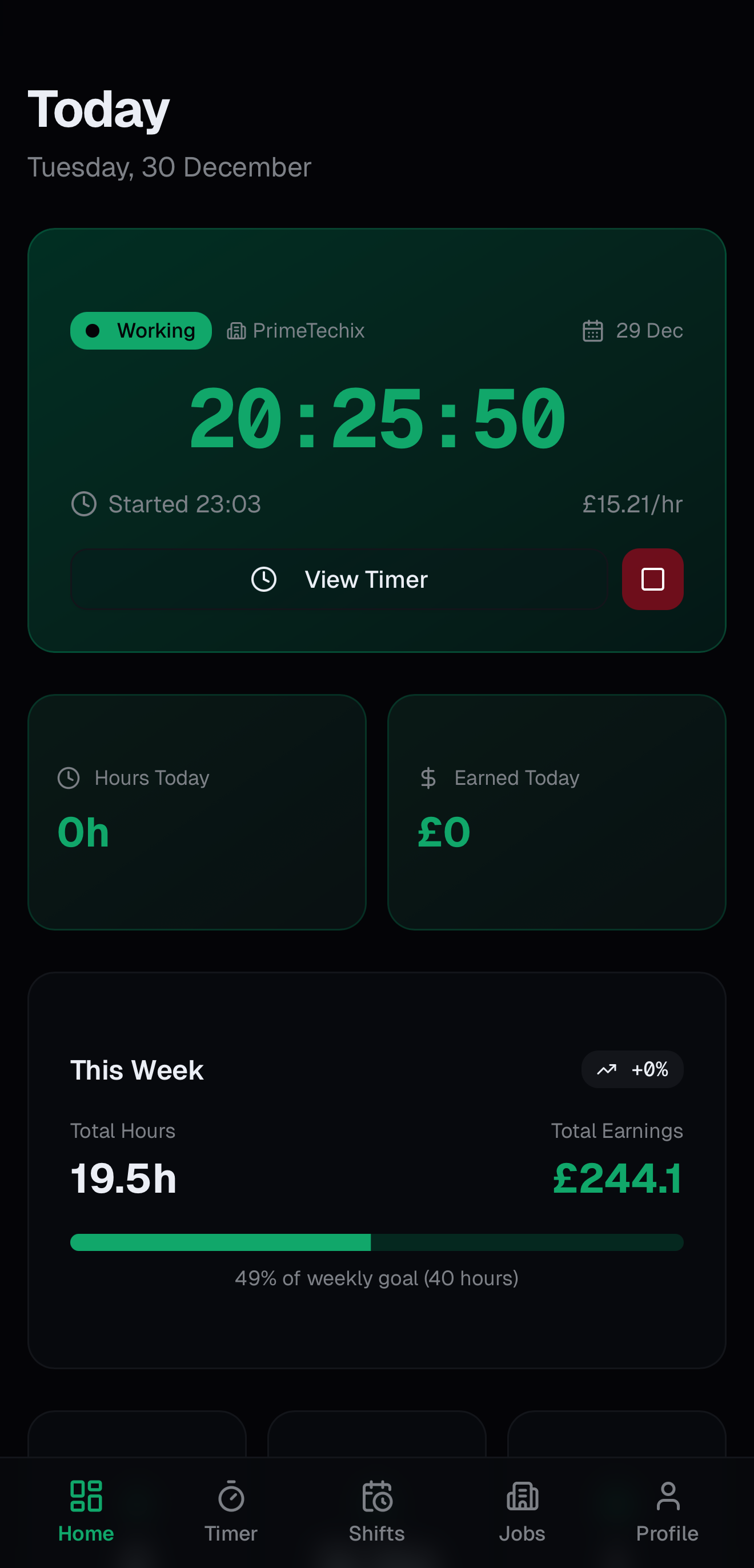 ShiftWorth Mobile Interface